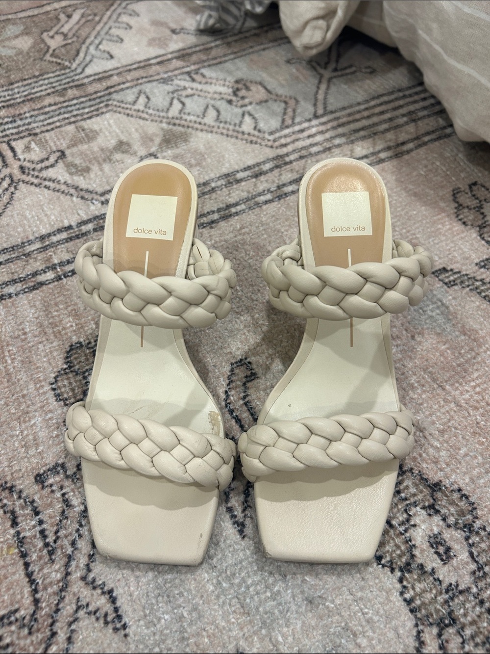 Dolce Vita Braided Double-Strap Slide Sandals in Cream